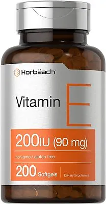 Vitamin E  200 IU (90 Mg) | 200 Softgels | Non-GMO & Gluten Free | By Horbaach • $10.79