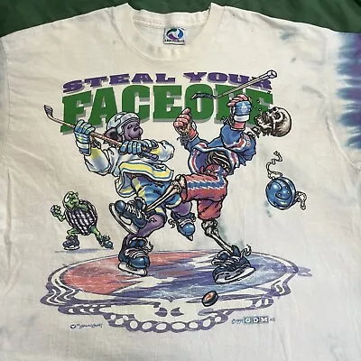 Vintage 1994 Grateful Dead Steal Your Faceoff Hockey T Shirt Liquid Blue GDM 2XL • $190