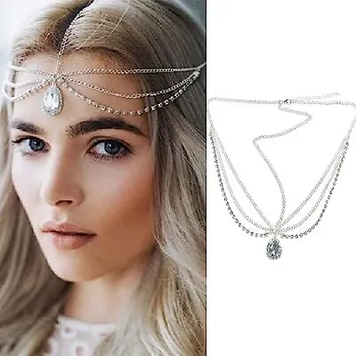 Silver Crystal Forehead Chain Rhinestone Forehead Dance Eyebrow Pendant  • $15.17