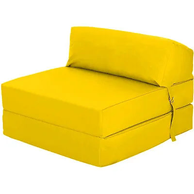 Ready Steady Bed Yellow Fold Out Sofa Bed Futon Chair Guest Z Bed Mattress • £52.97
