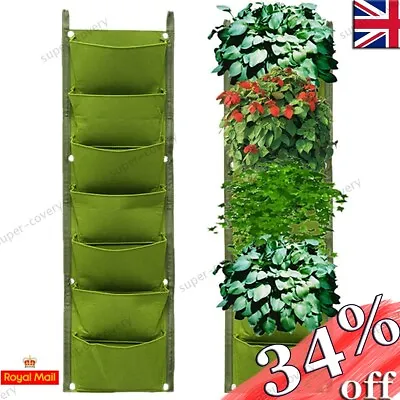 £5.42 • Buy 7 Pockets Green Grow Bags Planter Vertical Garden Vegetable Living Bag Wall Hang