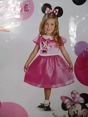 Minnie Mouse Costume Girls Small 2T Disney Halloween Mickey Pink Dress Ears • $24.99