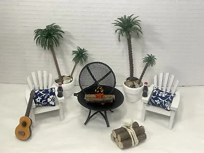 Miniature Scale 1:12 Adirondack Chairs  Fire Pit Firewood Palms Guitar Etc • $22