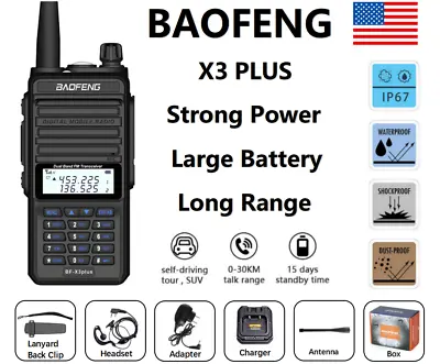 Baofeng X3 Plus Long Distance Tri-band Ham Radio High-power Walkie-talkie Lot Us • $43.99