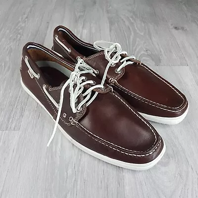 Men's Nautica Brown Leather Casual Boat Deck Sailing Yachting Shoes UK Size 9 • £14.95