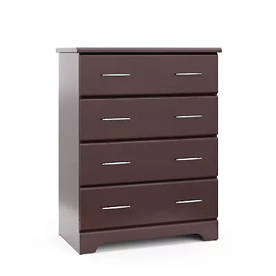 Modern Vertical Dresser Espresso Finish 4 Drawer Pu Coated Surface Easy Clean • $151.99