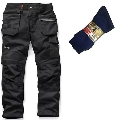 £35.98 • Buy Scruffs Trade Flex Slim Fit Work Trousers Men's Black & 3 Pairs Of Boot Socks