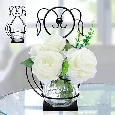 Desktop Glass Planter Vase Holder Metal Dog Plant Terrarium Stand For Plants ... • $22.29