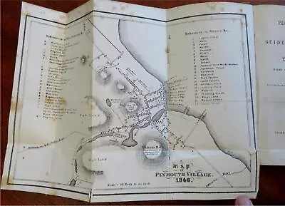 Pilgrim Plymouth Massachusetts New England 1855 Russell Book City Plan Map • $135