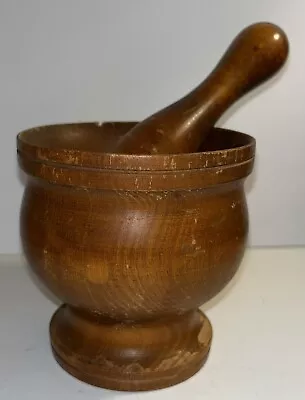 Antique Wooden Mortar & Pestle Compounding Turned Wood • $31.20