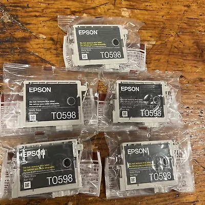 Epson T0598 T059820 Matte Black Ink Cartridges For Epson R2400 - Lot Of 5 • $12.99