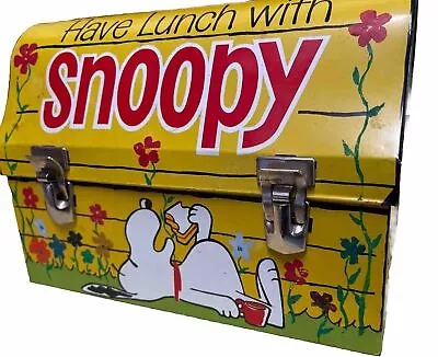 Vintage 1968  Have Lunch With Snoopy  Dome Metal Lunch Box No Thermos Very Clean • $195