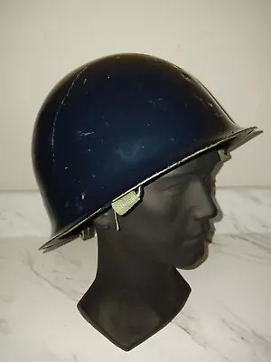 Vintage 1975 French Military Police Helmet Dunois Cousance Navy Blue • $47.50