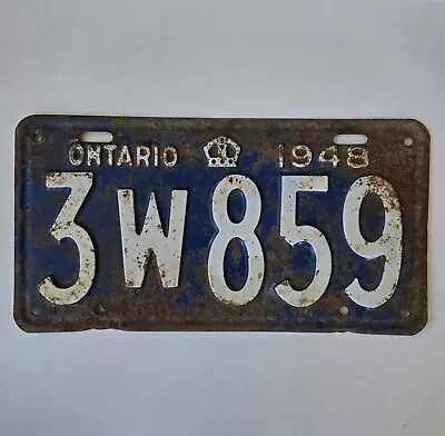 Vintage 1948 Ontario Canada  License Plate - #3W859 • $9.99