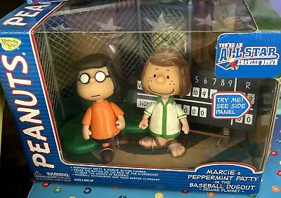 Peanuts Baseball All Star Dugout Marcie & Peppermint Patty Deluxe Playset Nib • $125