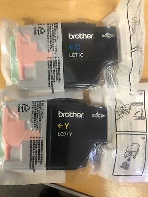 Genuine Brother LC71C Cyan & LC71Y Yellow Ink Cartridges • $18