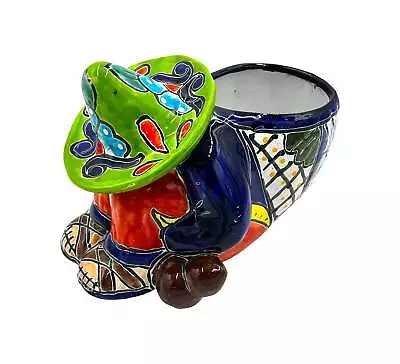 Mexican Talavera Siesta Planter Pot (Sleeping Farmer) Hand Painted - VARIABLE CO • $78.74