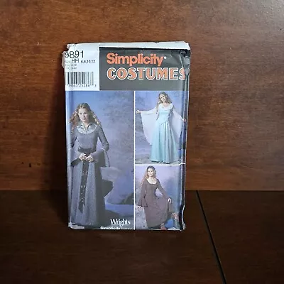 Simplicity Costumes 9891 Sewing Pattern Medieval Dress Misses 6-12 Uncut FF • $9.99