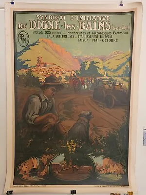 Original Vintage French Alps Travel Poster 1918ish Mounted To Linen/canvas • $379