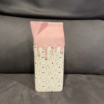 Disney Mickey Mouse Confetti Milk Carton Vase Ceramic 6”x3” • $30