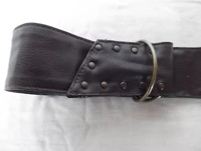 Vtg Faux Leather Belt Sz S Brown 2in Wide Studded Brass D Rings Mexico NEW • $18.99