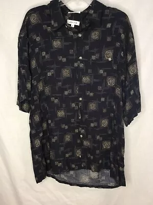 Pierre Carden Mens Shirt XL Cuban Untuck Geometric Print #1792 • $13.99