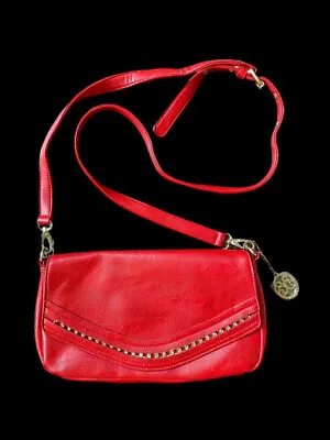 Vieta Red Leather Crossbody Bag Purse Crystals Rhinestone Clutch Convertible • $29.95