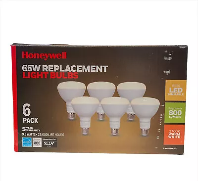 Honeywell 800 Lumen BR30 LED Dimmable Light Bulbs - Warm White (6-Pack) • $19.99