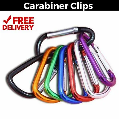 £3.99 • Buy Carbiner D-Ring With Key Chain Clip Snap Hook Camping Key Ring