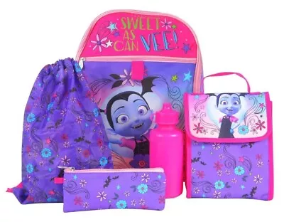 New Disney Vampirina 5 Pcs Set 16  Large Backpack W/lunch Kit Free Shipping  • £23.75