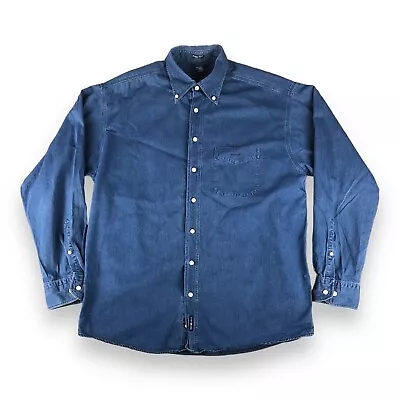 Gant Shirt Adult Extra Large Denim Indigo Twill Blue USA Casual Button Down Mens • £28.40