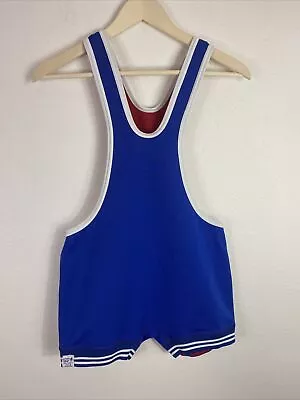 Vintage Matman Wrestling Singlet Men's Adult L Blue Red Reversible Weightlifting • $99.99