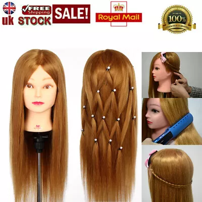 £20.19 • Buy 22  70% Real Hair Training Head Hairdressing Styling Mannequin Doll With Clamp