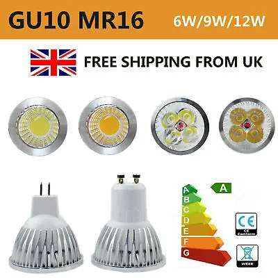 10 PCS GU10 MR16 6W 9W 12W Dimmable Spotlight COB LED Globe Light Bulbs • £24.90