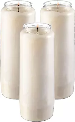 9 Day Candles 3 Pack - 7” White Pillar Candles For Memorial Prayer Candles Pa • $34.50
