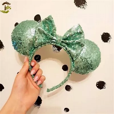 Green Sequin Bow Disney Parks Headband Minnie Ears Rare Exclusive Collection • $18.88