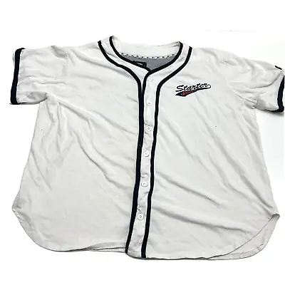 Vintage Starter Athletics Button Down Blank Baseball Jersey Script Size XL White • $14.75