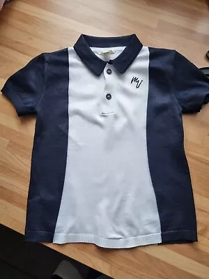 Cute Boys River Island Mini Blue And White Polo Neck Top Size 18-24 Mths VGC • £8.40