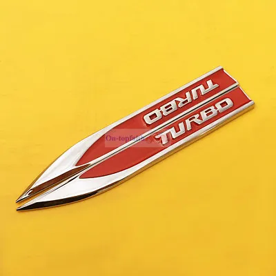 2PCS Red Turbo Metal Emblem Chrome Badge Side Trunk Sticker For VW BMW Audi  • $9.88