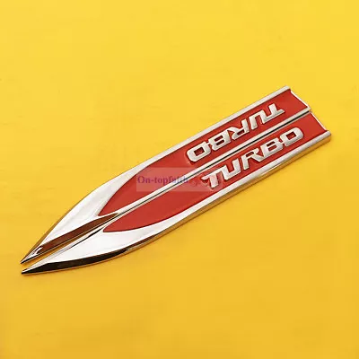 $9.88 • Buy 2PCS Red Turbo Metal Emblem Chrome Badge Side Trunk Sticker For VW BMW Audi 