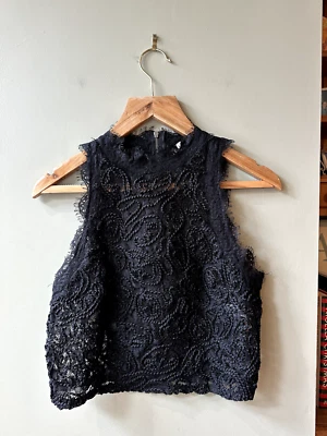 £6.95 • Buy Zara Ladies Black Lace Top With Zip Up The Back Size Small 8