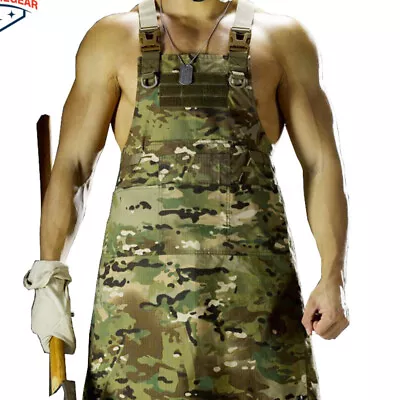 Unisex Sleeveless Tactical Vest Apron Camo Sleeveless Technician Mechanic Aprons • $42.99