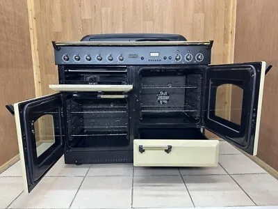 Rangemaster 110cm Dual Fuel Range Cooker In Cream And Brass. Ref - I2 • £1150