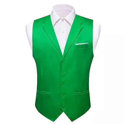 Wedding Formal Casual Mens Waistcoat Silk Solid Vest Tuxedo Gilet Coat Tops • $23.99
