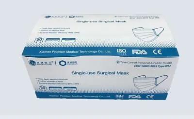 100 X Type IIR Fluid Repellent Protective Sterile Face Mask UK Stock VAT • £4.99