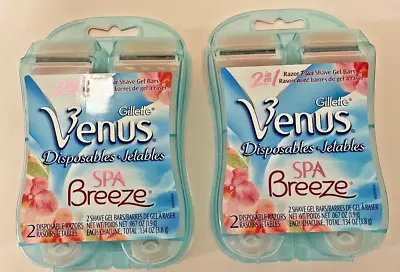 2 Packs Of Gillette Venus Spa Breeze 2 In 1 Disposable Razor Plus Shave Gel Bars • $19.99