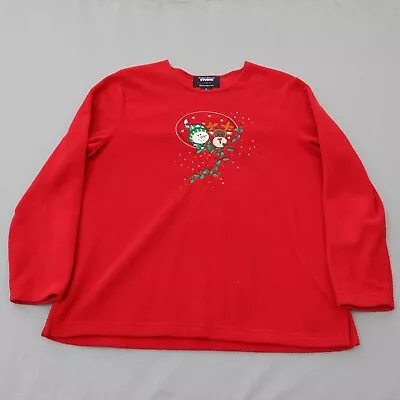 90s Ugly Christmas Sweater Size XL Studio Joy Snowman Red 100% Polyester Soft • $16