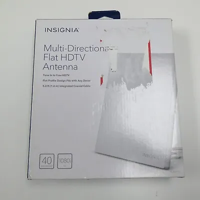 Insignia Multi- Directional Flat HDTV Antenna NS-ANT715  40 Miles Range 1080i HD • $15