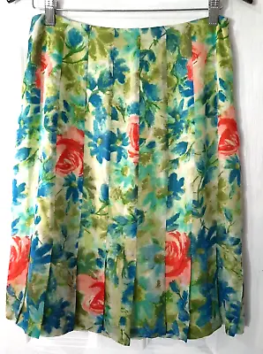 Ann Taylor Women's Silk Size 6 Skirt Floral Lined Godet Pleated Bottom Flowy • $15