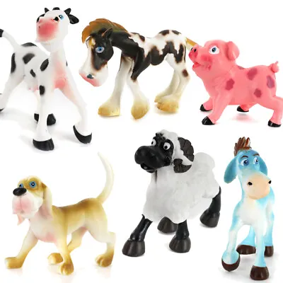 6pcs Plastic Farm Yard Figure Pig Cow Animals Kids Toys Party Bag Favour Set • £12.70